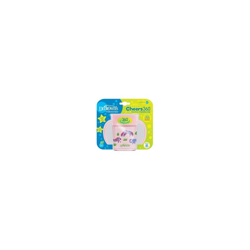 DR BROWNS Gobelet Cheers360 avec poignées 200 ml rose 6+