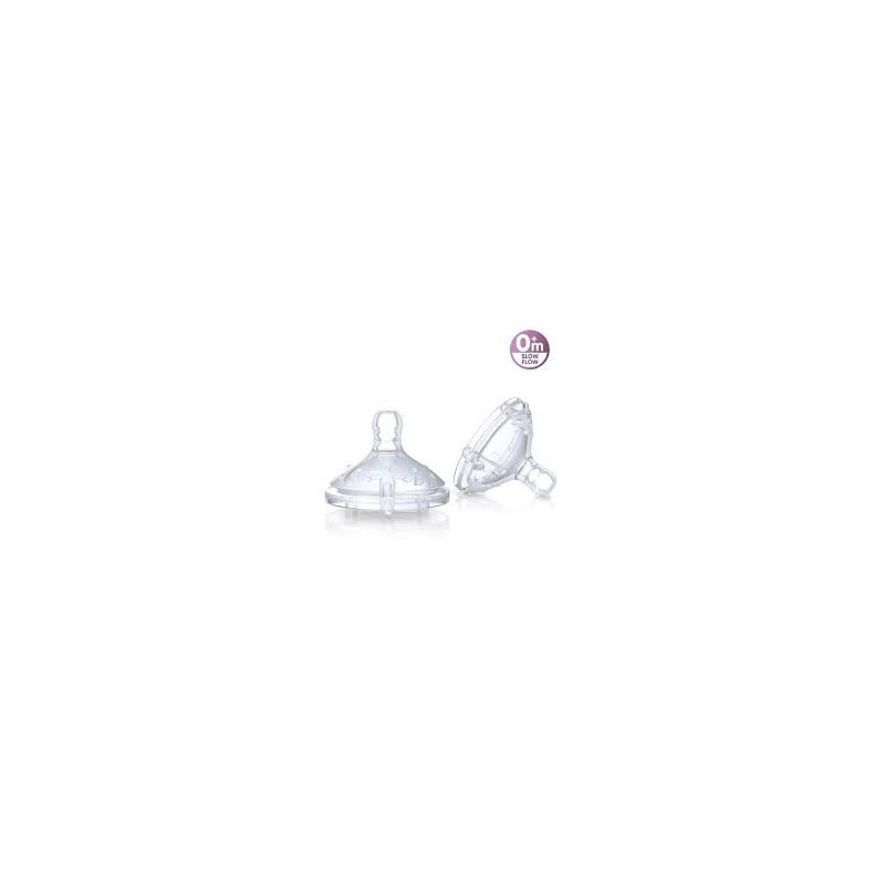 NUBY TETINES 25-ID0015 EN SILICONE POUR BIBERONS À COL LARGE ANTI-COLIQUE +0M